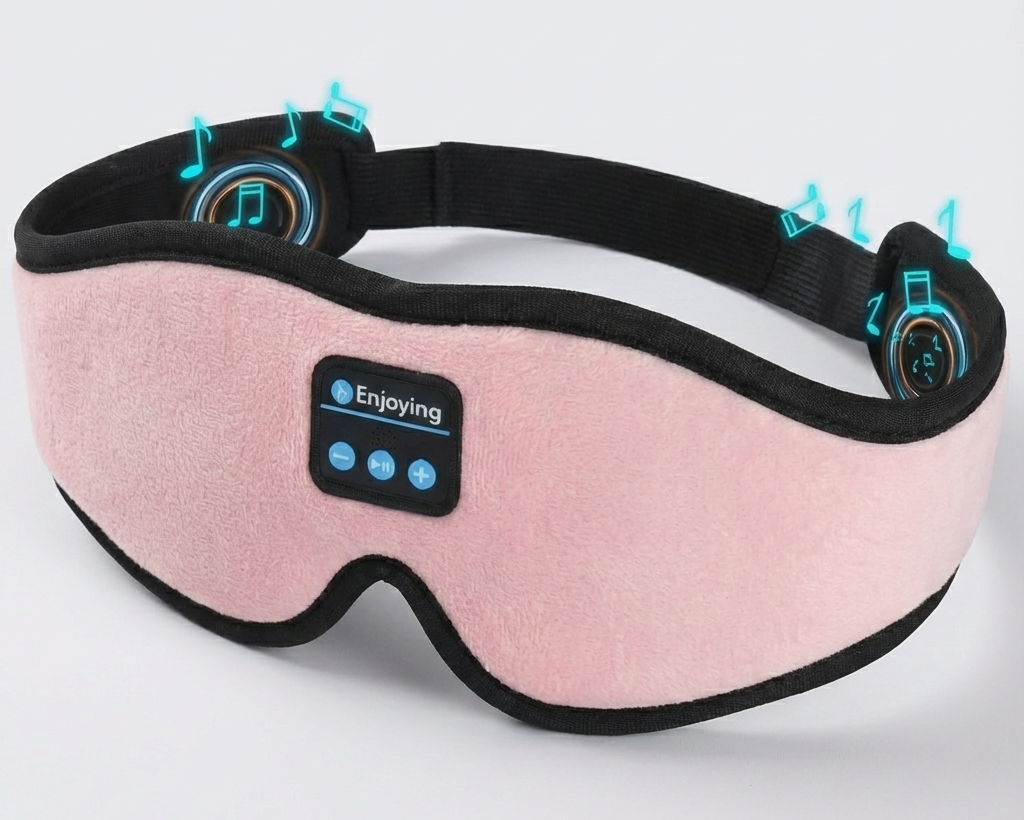 Bluetooth 5.3 Sleep Mask Headphones - 100% Blackout 3D Eye Mask for Side Sleeper