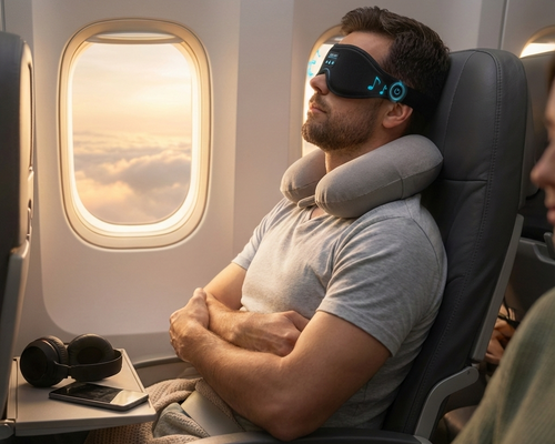 Bluetooth 5.3 Sleep Mask Headphones - 100% Blackout 3D Eye Mask for Side Sleeper