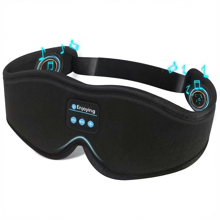 Bluetooth 5.3 Sleep Mask Headphones - 100% Blackout 3D Eye Mask for Side Sleeper